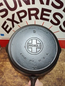 "Fully Restored" GRISWOLD CAST IRON #9 SKILLET Large Logo 11" Seasoned Flat - Picture 1 of 7