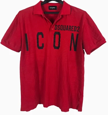 DSQUARED2 Men's Short Sleeve Polo Shirt "ICON" Short Sleeve Red XL-ITALY, M-US - Image 1 of 4