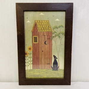 Warren Kimble Outhouse With Dog Print Farmhouse Country Primitive Folk Art VTG - Picture 1 of 8