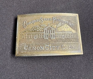 Vintage Colorado State Penitentiary Canon City Brass Belt Buckle - Picture 1 of 5