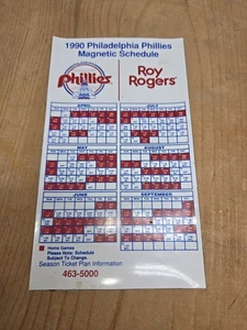 1990 Philadephia Phillies Vinyl Kühlschrankmagnet Zeitplan Roy Roger's Restaurant  - Bild 1 von 7