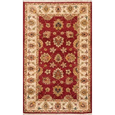 3' x 5' Hand Knotted 100% Wool Agra Traditional Oriental Area Rug Rusty Red - Image 1 of 4
