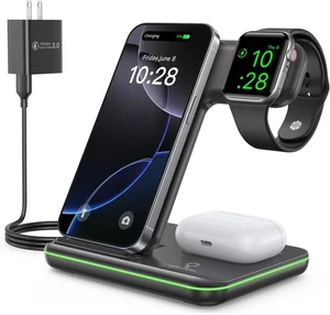 WAITIEE 3 in 1 Kabellose Ladestation für iPhone 16 15 14 13 12 Pro Max Watch - Bild 1 von 7