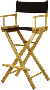 Casual Home Directors Chair 30in Bar Height Natural Frame with Black Canvas - Picture 1 of 5