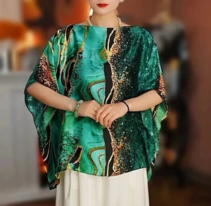 Classy Fine Quality Polyester Silk Kaftan/Kimono /Tunic Poncho Womens Free Size - Picture 1 of 5