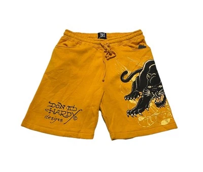NEW Ed Hardy Retro Graphic Fleece Sweat Shorts Crouching Jaguar Men’s Large - Image 1 of 4