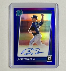 Brady Singer 2021 clasificación óptica novato automático púrpura numerado/150 Royals Reds MLB - Imagen 1 de 4