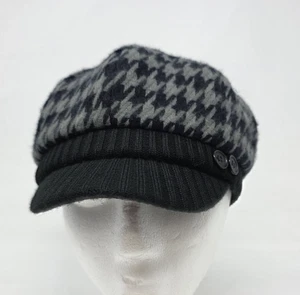 Sombrero de cabbie Aldo para mujer S/M tejido pata de gallo página niño negro gris - Imagen 1 de 10