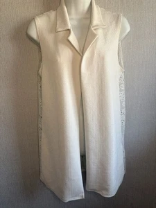 KIAH Sleeveless off white Lace Back cardigan UK 10 - Picture 1 of 5