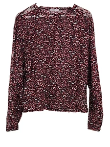 Zara Collection Sheer Long Sleeve Top Red/Black Size L - Picture 1 of 7