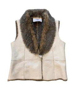 Chaleco Wallace Sacks Talla M Crema Imitación Surde con Cuello y Forro de Piel Sintética - Imagen 1 de 7