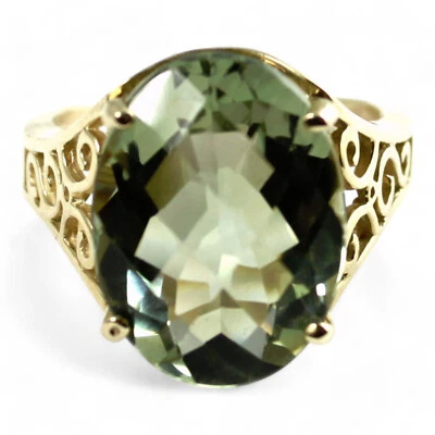Green Amethyst, Solid 10KY or 14KY Gold Ladies Ring, R049 - Image 1 of 4