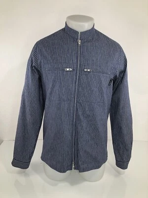 AGNES B. HOMME Paris LINEN Lightweight Denim Striped Sz 38 Jacket - EXCELLENT - Image 1 of 4