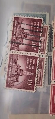 US Stamp Scott# 1044  1956 10c Independence Hall Used Pair -#B243 - Image 1 of 2
