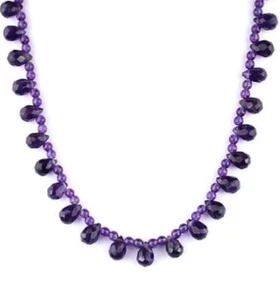 Adjustable amethyst bead gold filled necklace-16" to 18" NKL250010 - Picture 1 of 2