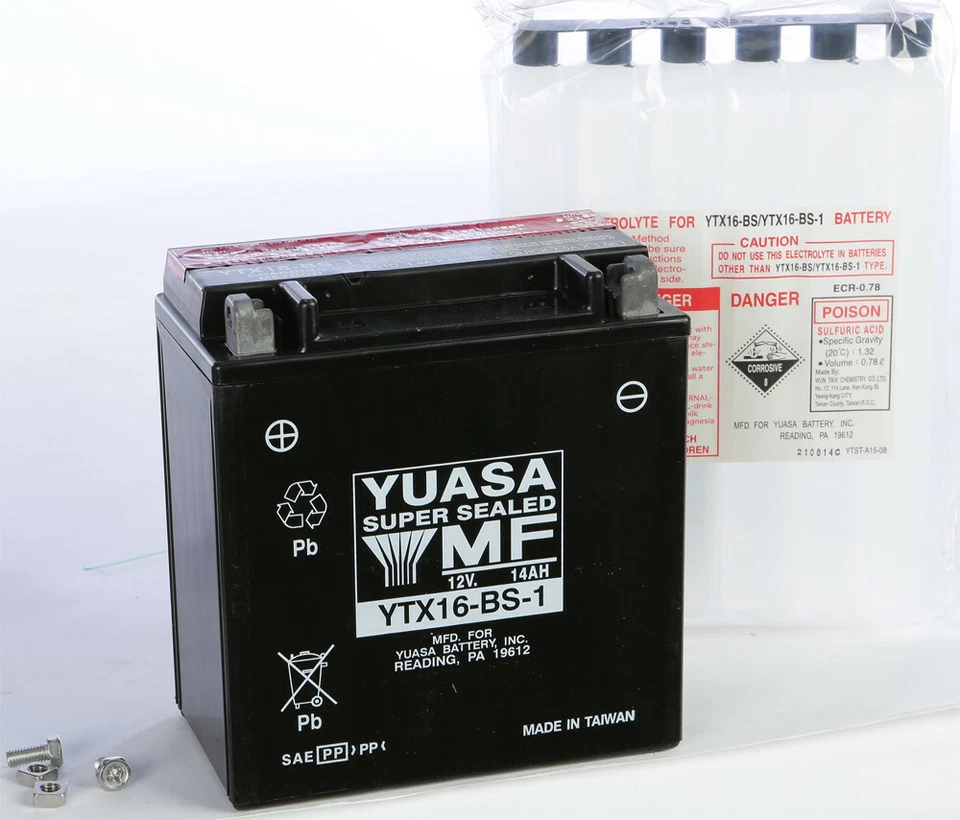 Yuasa 高性能 AGM 电池 YTX16-BS-1 YUAM32X61 — 第 1/1 张图片