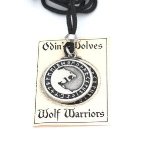 Odins WÖLFE Anhänger Halskette 2-seitig Charm GEIST Führer Amulett Wolf Talisman - Bild 1 von 2