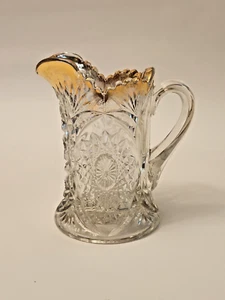Vintage Pressglas Milchkännchen mit Goldrand - Bild 1 von 5