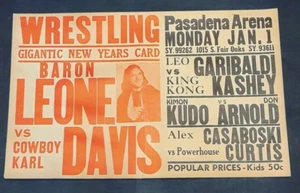VERY VERY RARE 1930s wrestling poster BARON LEONE DAVIS GARIBALDI Pasadena CA - Picture 1 of 1