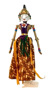 Indonesian Wayang Klitik Balinese Stick Puppet Hand Carved Wooden No Hand Rods - Picture 1 of 10