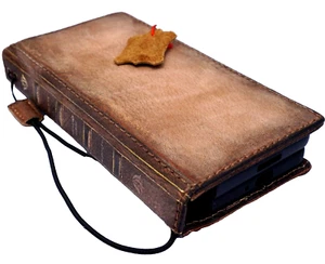Genuine Leather case for Galaxy Z Fold 3 4 5 6 7 Wallet Bible Book Diy Retro - Picture 1 of 6