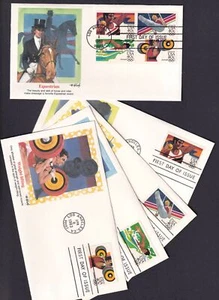 1983 Olympics Sc C105-C108a set of 5 airmail FDCs with Fleetwood cachets - Picture 1 of 3