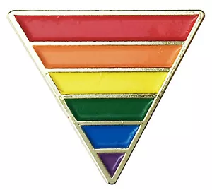 Bandiera Arcobaleno Pride Triangolo Placcato Oro - Spilla Bavero o Tessuto - Foto 1 di 2