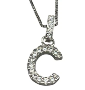 COLLANA UOMO E DONNA CHARM LACCETTO E CIONDOLO LETTERA C BRILLANTATA ARGENTO 925 - Foto 1 di 13