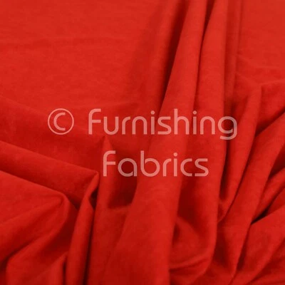 Soft Quality Lightweight Low Pile Velour Plain Red Curtain Upholstery Fabric - Image 1 of 4
