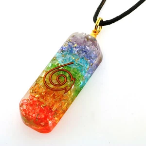 Colgante de orgón en capas arco iris de 7 chakras + collar de cordón EMF y protección 5G - Imagen 1 de 8