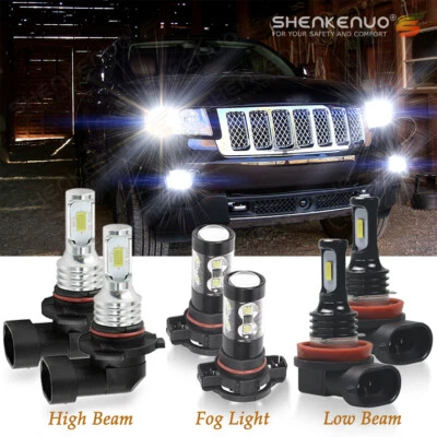 For Jeep Grand Cherokee 2011 2012 2013 LED Headlight High/Low + Fog Lights Bulbs - Image 1 of 4