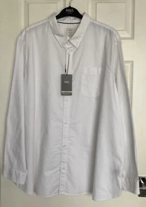 Weißes Slim Fit Herrenhemd aus reiner Baumwolle Größe 4XL neu mit Etikett M&S - Bild 1 von 2