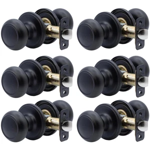 Copper Creek Matte Black Door Knobs - Round Colonial Knob, Non-Locking Passag... - Picture 1 of 7