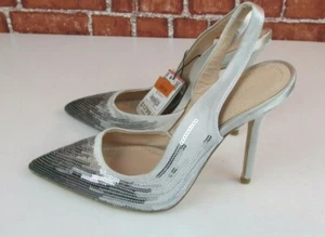 ZARA DAMEN High Heel Slingback Pailletten silber Schuhe Gr. 36 US 6 - Bild 1 von 10