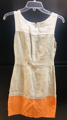 Vestido sin mangas BANANA REPUBLIC de lino forrado en bloques de colores para mujer talla 0 Foto 1 de 4