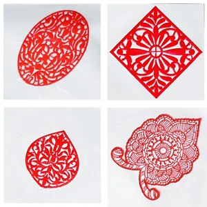 Juego de 4 plantillas de henna de goma reutilizables, tatuaje temporal a mano arte corporal - Imagen 1 de 1