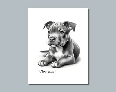 Personalized PIT BULL Puppy Pet Print Photo Picture YOUR DOG NAME 8x10 11x14 P8 - Image 1 of 4