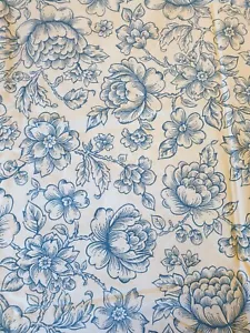 Vintage blue floral Fabric tablecloth cotton Blend ~2m - Picture 1 of 8