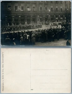 MILITARY PARADE WWI METZ FRANCE ANTIQUE REAL PHOTO RPPC AMERICAN & FRENCH FLAGS - Imagen 1 de 1