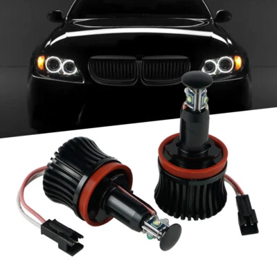 H8 LED Halo Angel Eyes Globes White For BMW E60 E61 07-10 with Xenon Headlight - Image 1 of 4