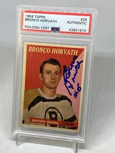 1958 Topps #35 Bronco Horvath Bruins AUTOGRAPHED PSA/DNA CERTIFIED AUTO RARE - Picture 1 of 8