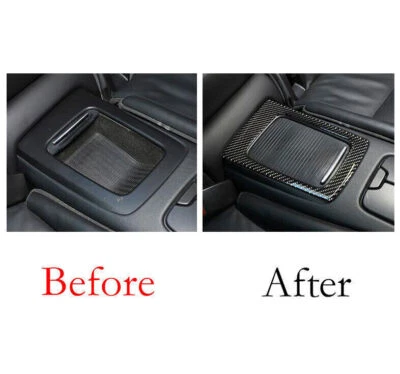 Para BMW M3 E90 fibra de carbono real 2008-2013 coche interior trasero caja de almacenamiento marco embellecedor Foto 1 de 4