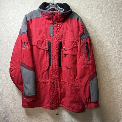 Vintage Marker USA Ski Winter Jacket Hood Mens Red Black Size XL - Image 1 of 4