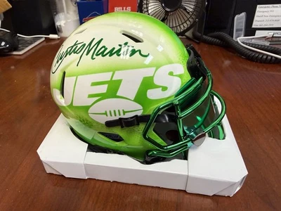 NY Jets Hall of Famer CURTIS MARTIN Signed Riddell Mini Helmet AUTO - HOF - PSA - Image 1 of 4