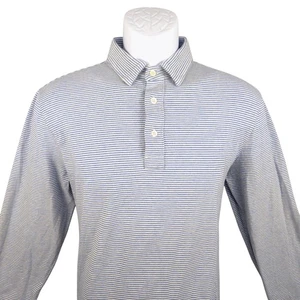 Faherty Brand Mens Long Sleeve Striped Polo Shirt M Pima Cotton Modal Blend - Picture 1 of 7