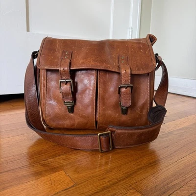 Bolsa de couro antiga para câmera Ona Prince Street conhaque marrom carteiro transportadora - Imagem 1 de 4