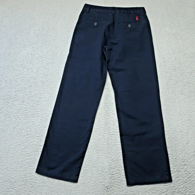 Pantalones Chinos Polo Ralph Lauren Niños 10 Azul Marino Rojo Poni Bolsillos Frontales Planos Cortados Foto 1 de 4