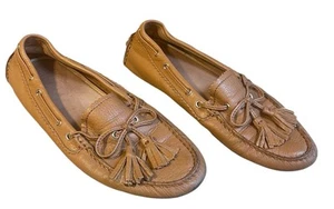 Coach Nadia Tan Leather Tasseled Slip On Driving Moccasin Loafers Shoes Size 7.5 - Picture 1 of 9