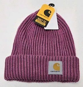 Carhartt Women’s Rib Knit Beanie Hat Woodrose Pink One Size Stretch Soft NWT - Picture 1 of 4