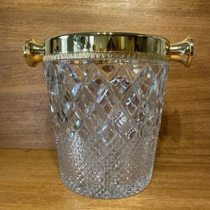 Sektkühler Kristall Champagnerkühler massiv Gold vergoldet Metall Glas vintage - Bild 1 von 11